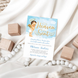 Haven Sent Angel Boy Shower-inbjudan Inbjudningar