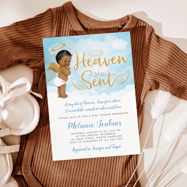 Haven Sent Angel Boy Shower-inbjudan Inbjudningar (Skapare uppladdad)