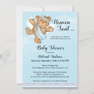 Haven Sent Angel Vingar Boy Shower-inbjudan Inbjudningar
