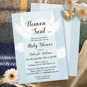 Haven Sent Angel Vingar Boy Shower-inbjudan Inbjudningar