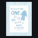 Haven't Slept One Bit Pajamas 1st Birthday Poster<br><div class="desc">Haven't Slept One Bit Pajamas Boy 1st Birthday Welcome Sign Poster, Printable</div>