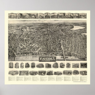 Haverhill, MORSA Panoramic Karta - 1914 Poster