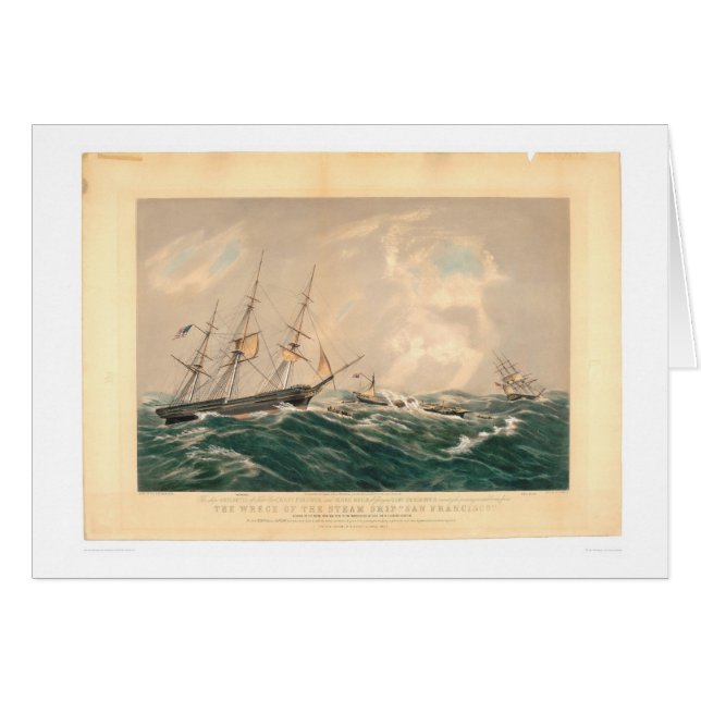 Haveri av steamshipen "San Francisco" (1877A) Hälsningskort (Framsidan Horizontal)