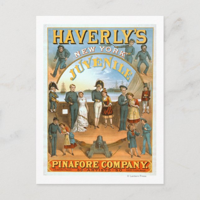 Haverly's New York Juvenile Pinaforce Theater Vykort (Framsida)