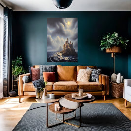 Havet a sten och ett slott | AI Art Poster