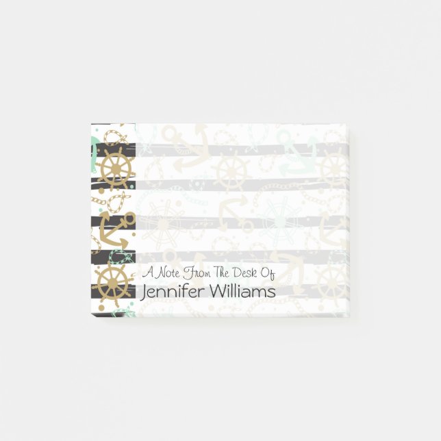 Havet ankrar mönster | tillfogar ditt namn post-it block (Framsida)