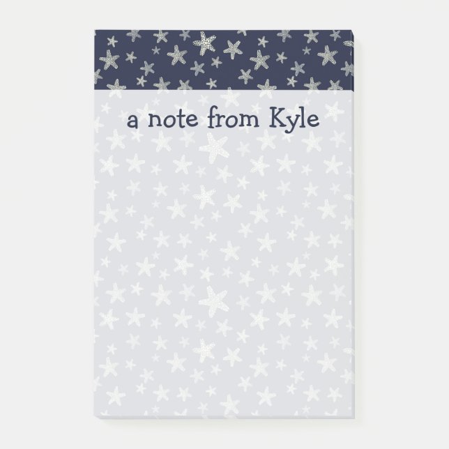 Havet av sjöstjärnamönster | tillfogar ditt namn post-it block (Framsida)