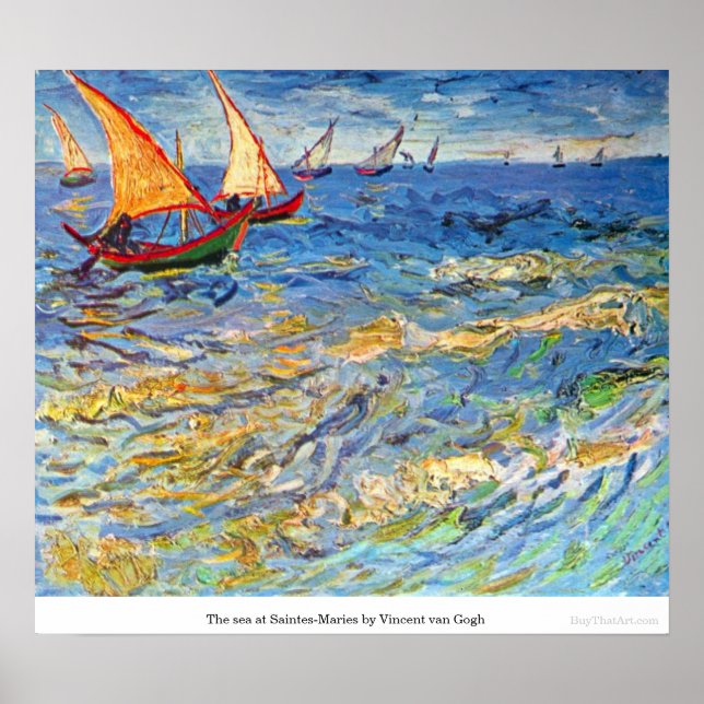 Havet i Saintes-Maries av Vincent van Gogh Poster (Framsidan)