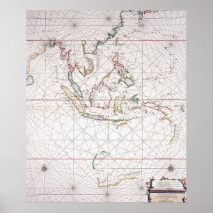 Havet kartlägger öster av Indien Indonesien Poster