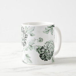 Havet skummar grönt- & vitvintage blom- Toile No.2 Kaffemugg