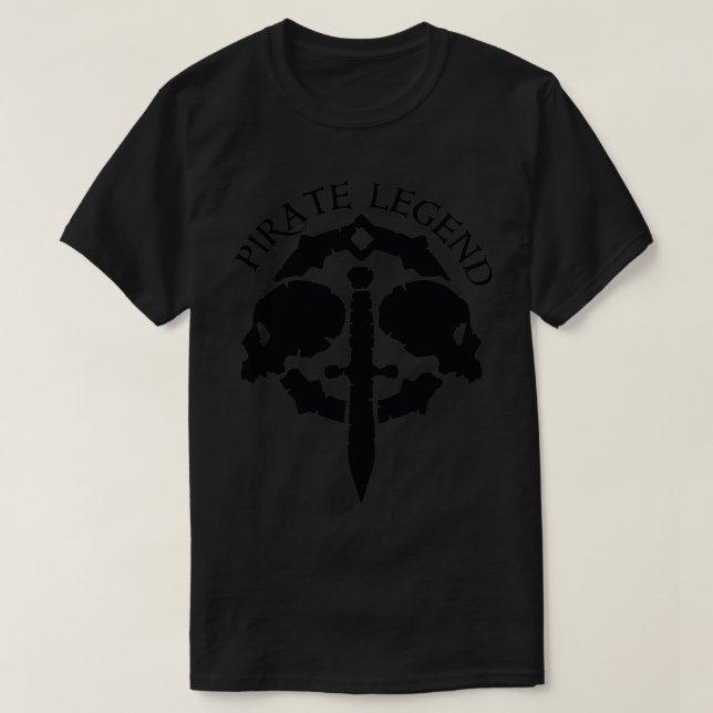 Havet vid Thieves Pirat Legend Dubbla Skull Logoty T Shirt (Design framsida)
