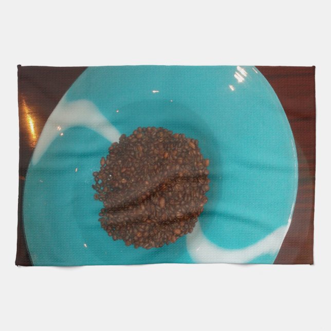 Havets beröring: En cyan Bowl av kaffe Kökshandduk (Horisontell)