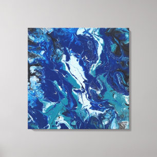 Havets blå på en 24 x 24-kanvas akryl Abstrakt Canvastryck