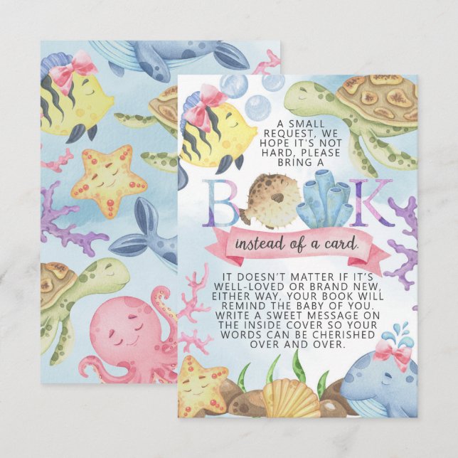Havets böcker för bebis önskekort insats inbjudningar (Fram/baksida)