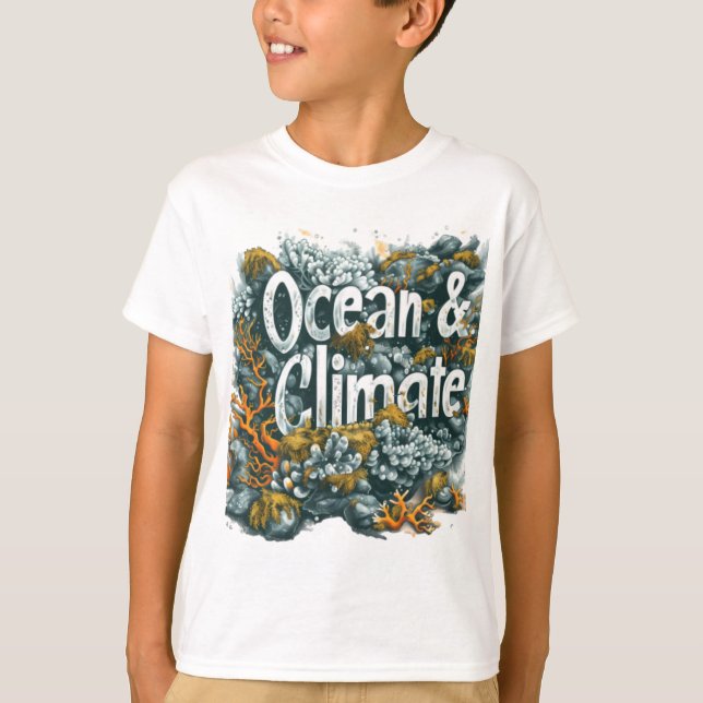 Havets dag - Havets dag och klimattext med korall T Shirt (Framsida)