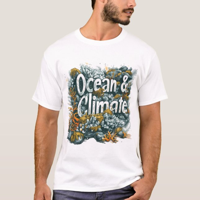 Havets dag - Havets dag och klimattext med korall T Shirt (Framsida)