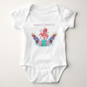 Havets färgade Cute Baby Octopus 1:a födelsedag T Shirt