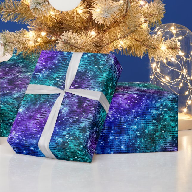 Havets glamour lila och turkos glitter presentpapper (Helgdagar)