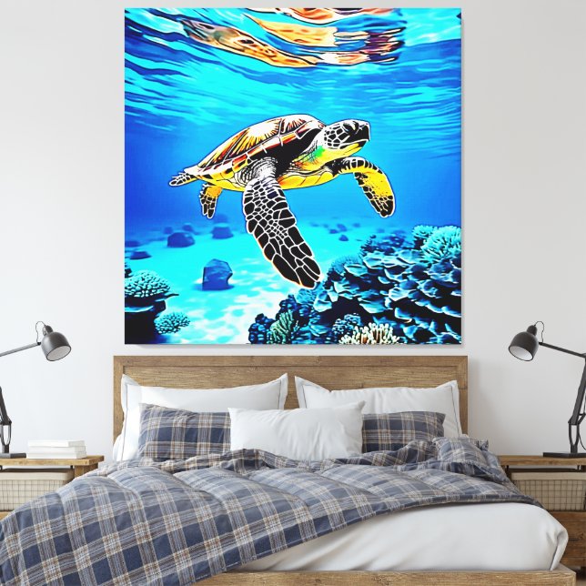 Havets kejsare: Sea Turtle's Journey Canvastryck (Insitu (sovrum))