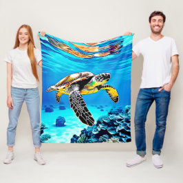 Havets kejsare: Sea Turtle's Journey Fleecefilt