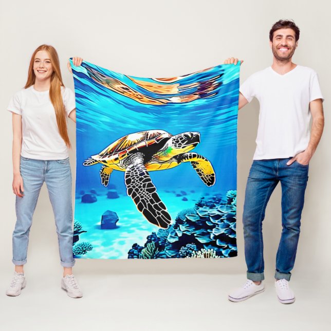 Havets kejsare: Sea Turtle's Journey Fleecefilt (På plats)