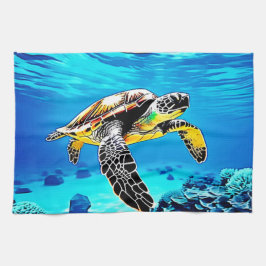 Havets kejsare: Sea Turtle's Journey Kökshandduk