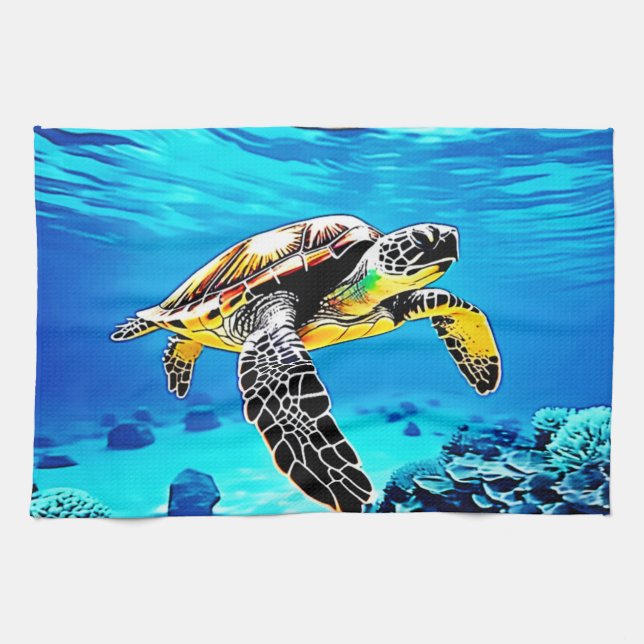 Havets kejsare: Sea Turtle's Journey Kökshandduk (Horisontell)