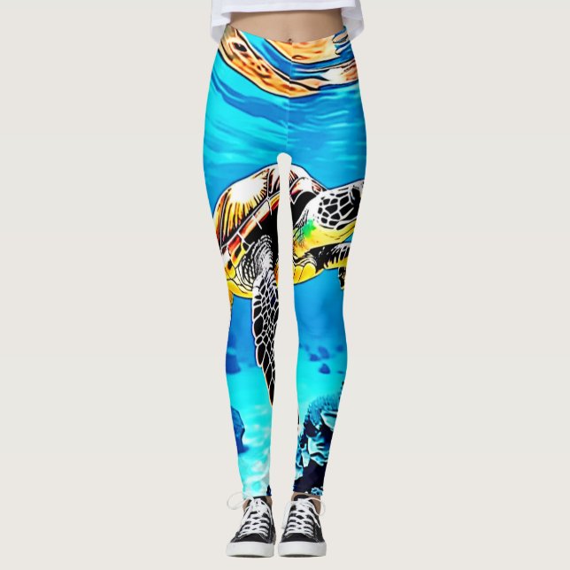 Havets kejsare: Sea Turtle's Journey Leggings (Framsida)