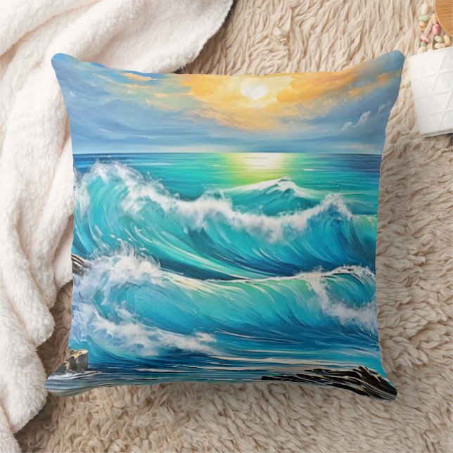Havets kejsare: Wave Art Kudde (Filt)