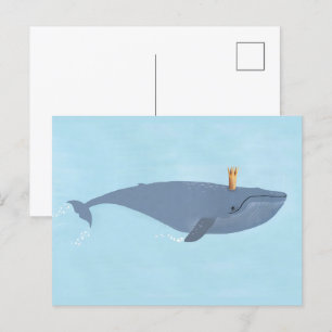 Havets Kung - Blå Val Kron Illustrationsbild Vykort