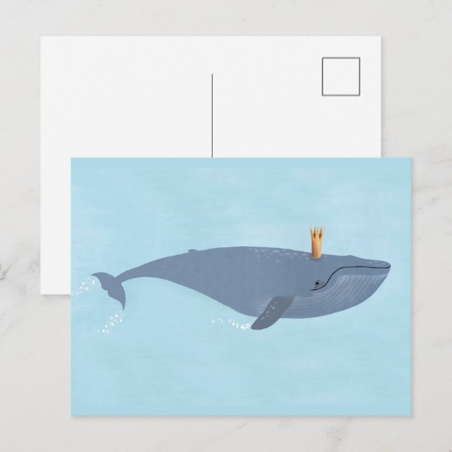 Havets Kung - Blå Val Kron Illustrationsbild Vykort (Fram/baksida)