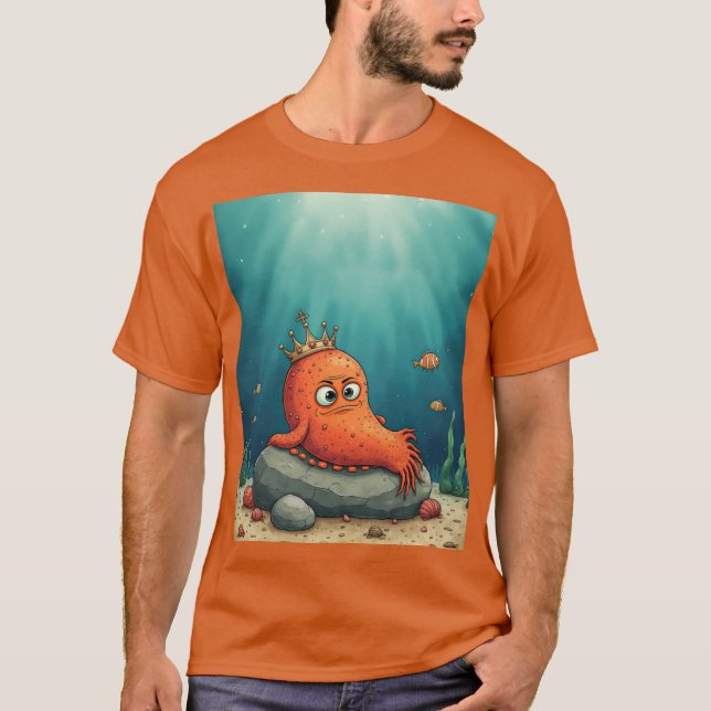 Havets kung Grumpy Ocean härskare Cartoon vän  T Shirt (Framsida)