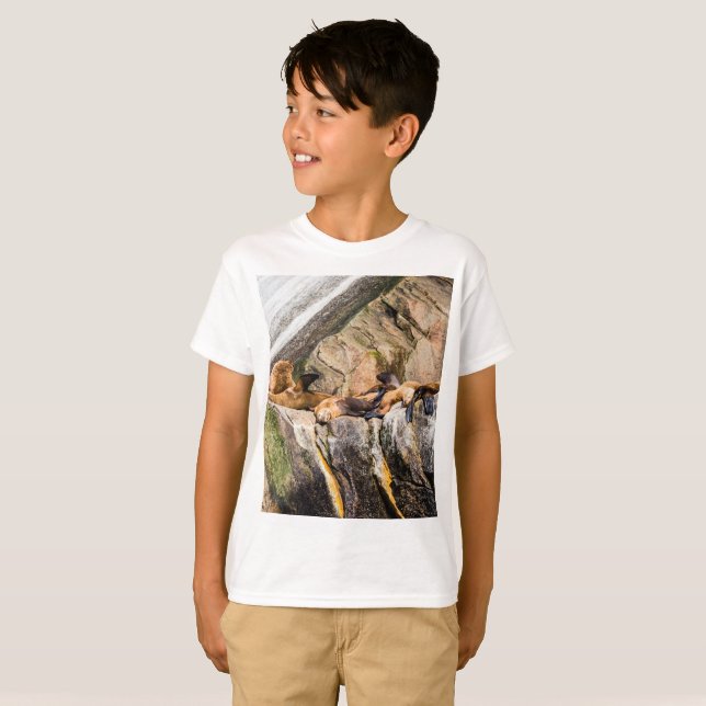 Havets Lejon på Sten T Shirt (Hel framsida)