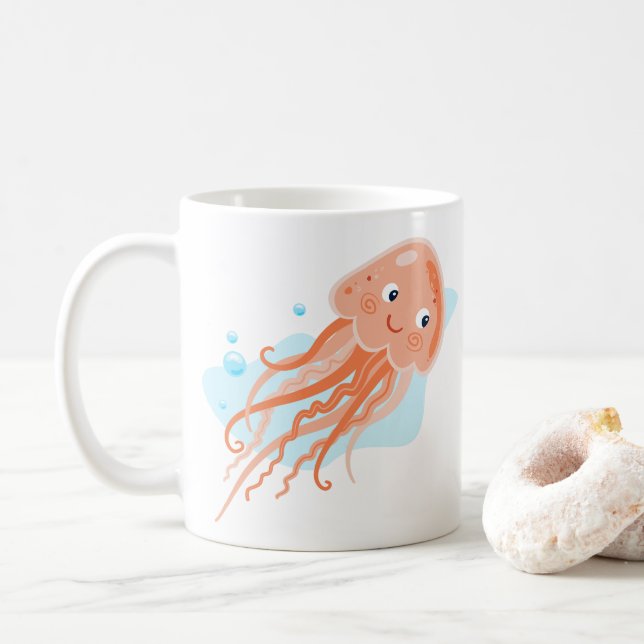 Havets liv. Jellyfish. Cute undervattensvärlden Kaffemugg (Med munk)
