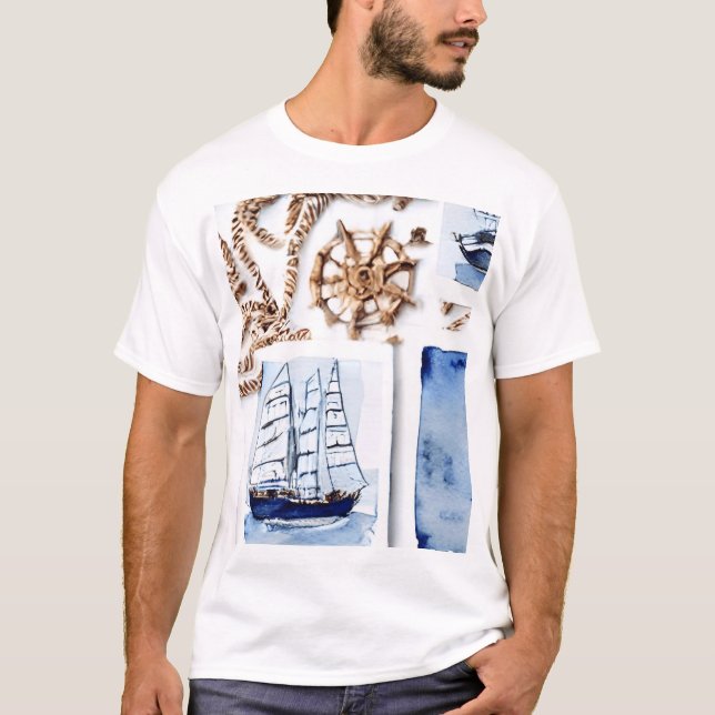 Havets marina tema Mönster T Shirt (Framsida)