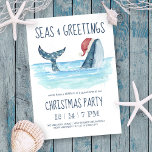 Havets Nautiska jul Party Inbjudningar<br><div class="desc">Julfesten Nautisk julfest bjuder in inbjudningskort till "en val av bra" och har en vattenfärgval med en julhatt som simmar i havet med ljus som dekorerar svan. Rubriken "Seas & Hälsning" och party kan vara personlig. Art av KL Lagrar</div>