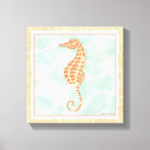 Havets Orange Seahorse Canvastryck