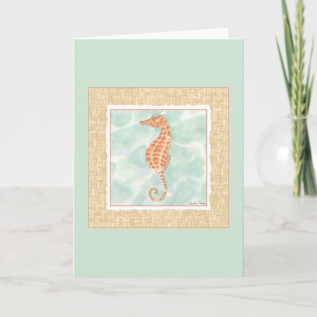 Havets Orange Seahorse Kort (Framsida)
