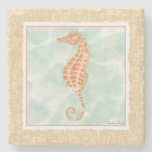 Havets Orange Seahorse Underlägg Sten