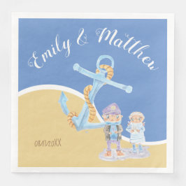 Havets otters Tecknad Nautical Bröllop Papper Napk Pappersservett