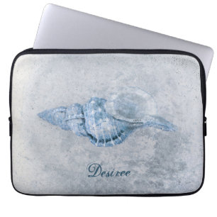 Havets Snäcka Blue Antique Vintage Ocean Beach Str Laptop Fodral