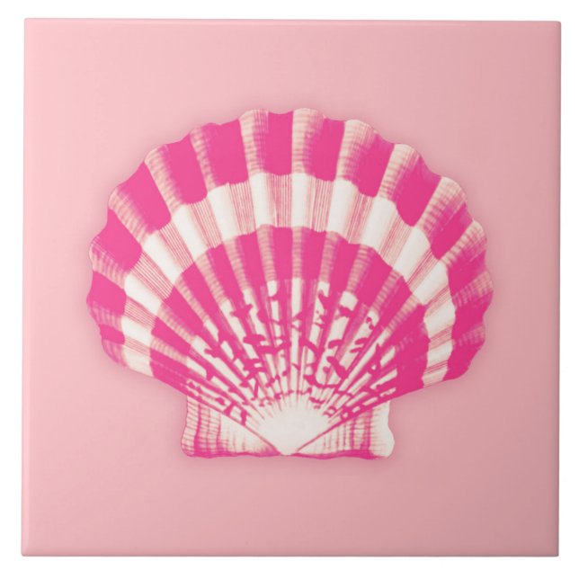 Havets Snäcka - Fuchsia rosa och vit Kakelplatta (Framsidan)