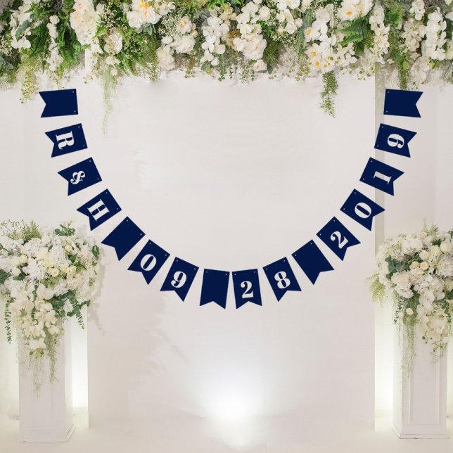 Havets strandfartyg, blå bröllop vimplar (nautical beach navy blue wedding bunting flags)