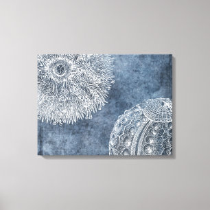Havets urchin, vattenfärg Havets blåvita Poster Canvastryck