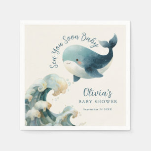 Havets Val Unge Ocean Elfenbens Babyfirande Pappersservett