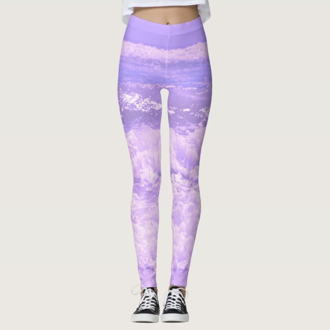 Havets Vinkara skum Vatten Lila Leggings (Framsida)