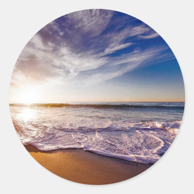 Havets Vinkara vila på stranden Runt Klistermärke (Framsida)