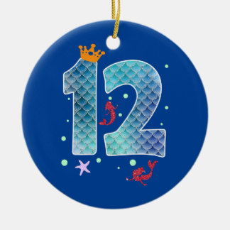 Havfrue 12-årsdag Tolv år gammal flicka 12 Julgransprydnad Keramik