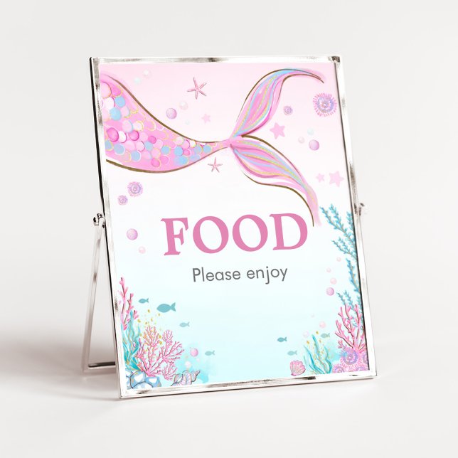 Havfrue Babyfirande Matskylt Poster (Under the Sea Baby Shower Food Sign)