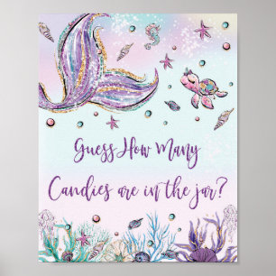 Havfrue Gissa Hur Många Godisar Baby Shower Skylt